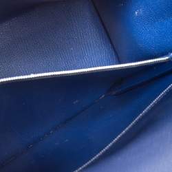 Pre Owned Hermes Blue Saphir Epsom Leather Palladium Plated Kelly Sellier 32 Bag