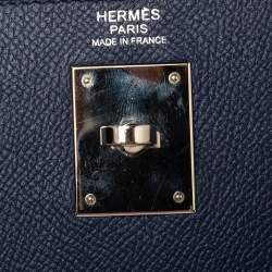 Pre Owned Hermes Blue Saphir Epsom Leather Palladium Plated Kelly Sellier 32 Bag