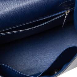 Pre Owned Hermes Blue Saphir Epsom Leather Palladium Plated Kelly Sellier 32 Bag