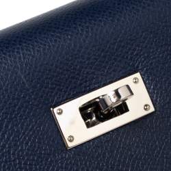 Pre Owned Hermes Blue Saphir Epsom Leather Palladium Plated Kelly Sellier 32 Bag