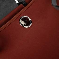 Pre Owned Hermes Noir/Rouge H Canvas and Leather Herbag Zip 31 Bag