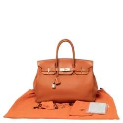 Hermes Orange Togo Leather Gold Plated Birkin 35 Bag