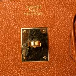 Hermes Orange Togo Leather Gold Plated Birkin 35 Bag