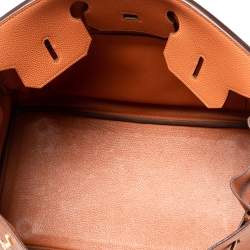 Hermes Orange Togo Leather Gold Plated Birkin 35 Bag