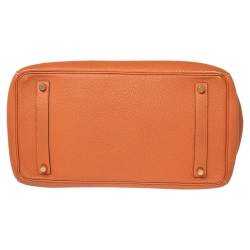 Hermes Orange Togo Leather Gold Plated Birkin 35 Bag