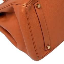 Hermes Orange Togo Leather Gold Plated Birkin 35 Bag