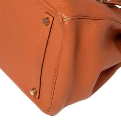 Hermes Orange Togo Leather Gold Plated Birkin 35 Bag