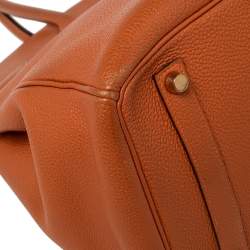 Hermes Orange Togo Leather Gold Plated Birkin 35 Bag