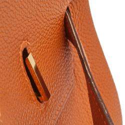 Hermes Orange Togo Leather Gold Plated Birkin 35 Bag