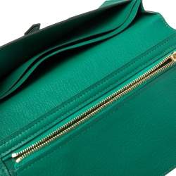 Pre Owned Hermes Vert Vertigo Ostrich Bearn Gusset Wallet