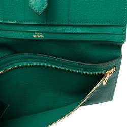 Pre Owned Hermes Vert Vertigo Ostrich Bearn Gusset Wallet