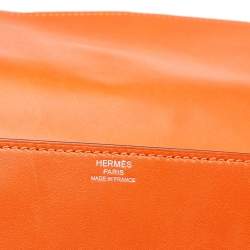 Pre Owned Hermes Orange Box Leather Medor 29 Clutch