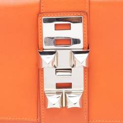 Pre Owned Hermes Orange Box Leather Medor 29 Clutch