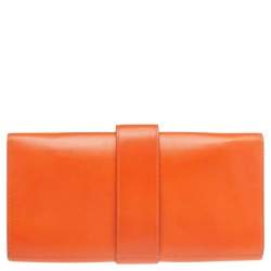 Pre Owned Hermes Orange Box Leather Medor 29 Clutch