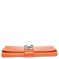 Pre Owned Hermes Orange Box Leather Medor 29 Clutch