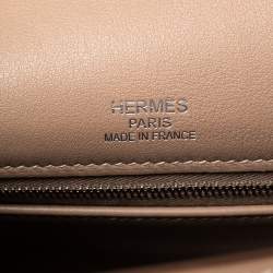 Hermes Argile Swift Leather and Chambray Toile Palladium Plated Kelly Retourne 35 Bag