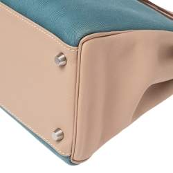 Hermes Argile Swift Leather and Chambray Toile Palladium Plated Kelly Retourne 35 Bag
