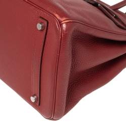 Hermes Brique Togo Leather Palladium Plated Birkin 35 Bag
