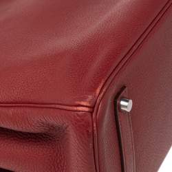 Hermes Brique Togo Leather Palladium Plated Birkin 35 Bag
