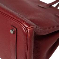Hermes Brique Togo Leather Palladium Plated Birkin 35 Bag