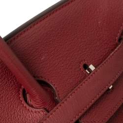 Hermes Brique Togo Leather Palladium Plated Birkin 35 Bag
