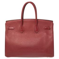 Hermes Brique Togo Leather Palladium Plated Birkin 35 Bag