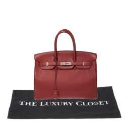 Hermes Brique Togo Leather Palladium Plated Birkin 35 Bag