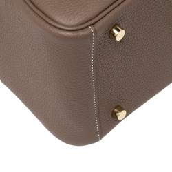Pre Owned Hermes Etoupe Taurillon Clemence Leather Gold Plated Lindy 26 Bag