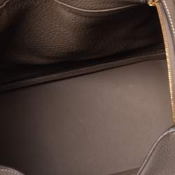 Pre Owned Hermes Etoupe Taurillon Clemence Leather Gold Plated Lindy 26 Bag