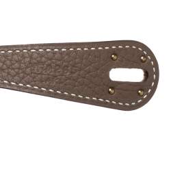 Pre Owned Hermes Etoupe Taurillon Clemence Leather Gold Plated Lindy 26 Bag