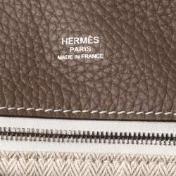 Pre Owned Hermes Etoupe Clemence Leather Palladium Hardware Marwari GM Bag