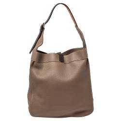 Pre Owned Hermes Etoupe Clemence Leather Palladium Hardware Marwari GM Bag