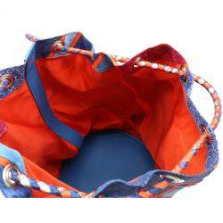 Hermes Blue Leather Silk Soi Cool Backpack