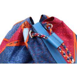 Hermes Blue Leather Silk Soi Cool Backpack