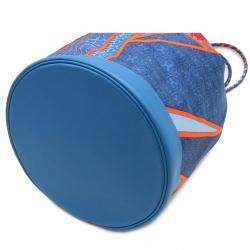 Hermes Blue Leather Silk Soi Cool Backpack