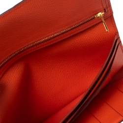 Pre Owned Hermes Feu Epsom Leather Bearn Tri-Fold Wallet