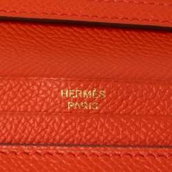 Pre Owned Hermes Feu Epsom Leather Bearn Tri-Fold Wallet