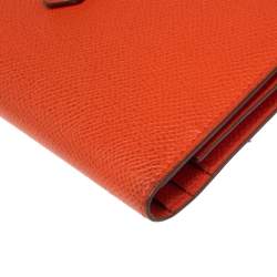 Pre Owned Hermes Feu Epsom Leather Bearn Tri-Fold Wallet