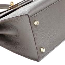 Pre Owned Hermes Etain Epsom Leather Gold Finish Kelly Sellier 28 Bag
