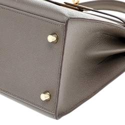 Pre Owned Hermes Etain Epsom Leather Gold Finish Kelly Sellier 28 Bag