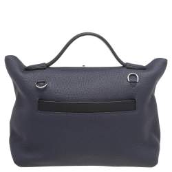 Pre Owned Hermes Bleu Nuit/Black Swift Togo Leather Palladium Plated 24/24 29 Bag