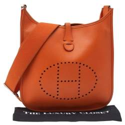 Pre Owned Hermes Feu Epsom Leather Evelyne III PM Bag