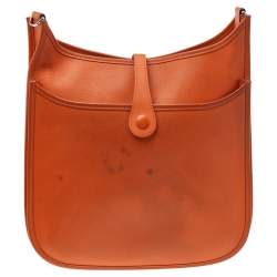 Pre Owned Hermes Feu Epsom Leather Evelyne III PM Bag