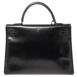 Hermes Black Box Leather Black Hardware So Black Kelly Retourne 35 Bag