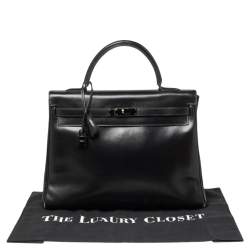 Hermes Black Box Leather Black Hardware So Black Kelly Retourne 35 Bag