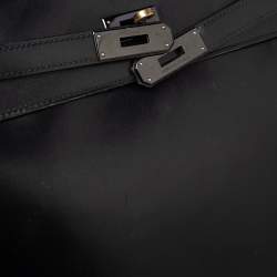 Hermes Black Box Leather Black Hardware So Black Kelly Retourne 35 Bag