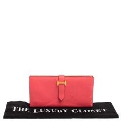 Pre Owned Hermès Framboise Chevre Mysore Leather Bearn Gusset Wallet