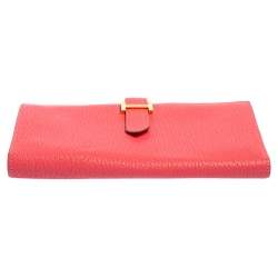 Pre Owned Hermès Framboise Chevre Mysore Leather Bearn Gusset Wallet