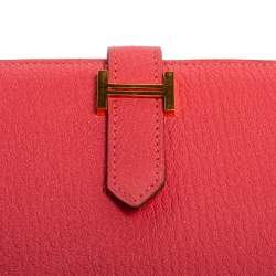 Pre Owned Hermès Framboise Chevre Mysore Leather Bearn Gusset Wallet