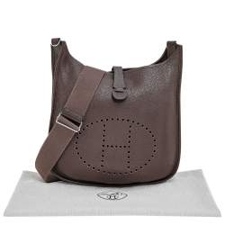 Pre Owned Hermes Brown Togo Leather Evelyne III GM Bag